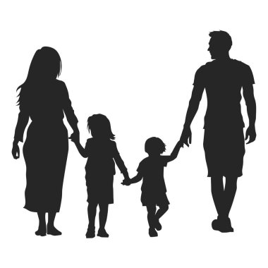 Düz Minimalist Aile Silüeti Çizimi