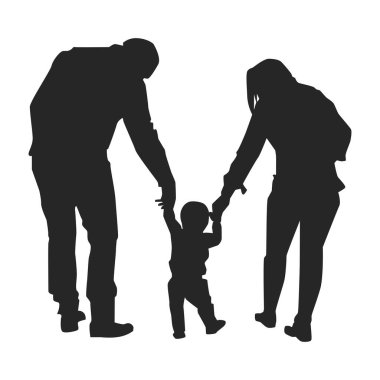 Düz Minimalist Aile Silüeti Çizimi