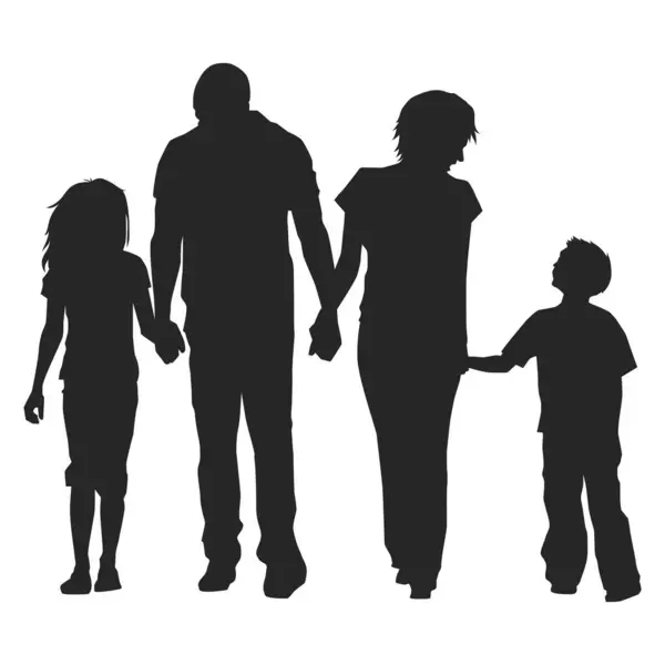 Düz Minimalist Aile Silüeti Çizimi