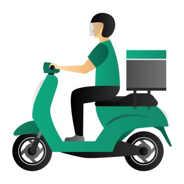 Yiyecek teslimatçısı Scooter sürüyor.
