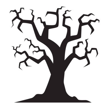 Düz Cadılar Bayramı Ağacı Silüeti