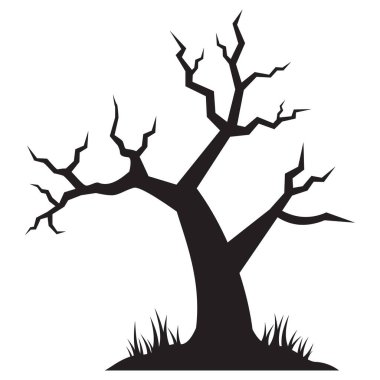 Düz Cadılar Bayramı Ağacı Silüeti