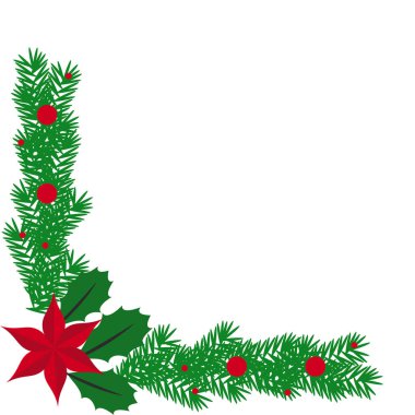 Kırmızı ve Yeşil Çağdaş Noel Dalları Köşe Dekorasyonu