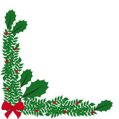 Kırmızı ve Yeşil Çağdaş Noel Dalları Köşe Dekorasyonu