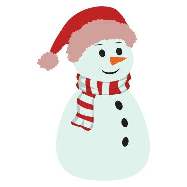 Neşeli çizgi film Noel Kardan Adam Çizimi Şapka ve Fularlı