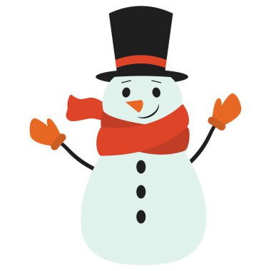 Neşeli çizgi film Noel Kardan Adam Çizimi Şapka ve Fularlı