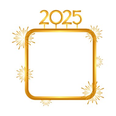 Havai fişeklerle Altın Lüks Yeni Yıl Çerçevesi