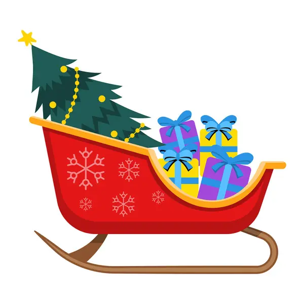 Hediye Yığını ile Noel Kızağı İllüstrasyonu