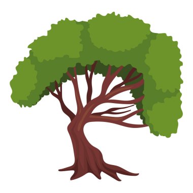 Minimalist Düz Ağaç Vektörü İllüstrasyonu