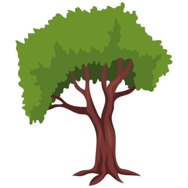 Minimalist Düz Ağaç Vektörü İllüstrasyonu