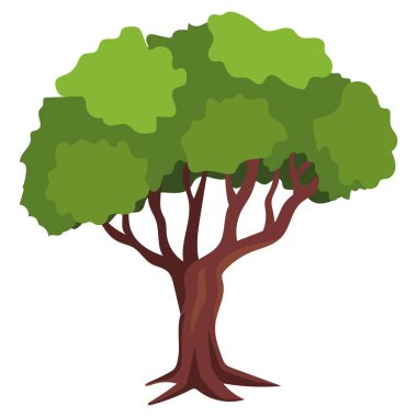 Minimalist Düz Ağaç Vektörü İllüstrasyonu