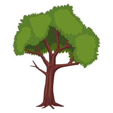 Minimalist Düz Ağaç Vektörü İllüstrasyonu