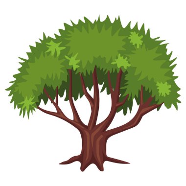Minimalist Düz Ağaç Vektörü İllüstrasyonu