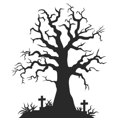 Cadılar Bayramı Ağacı Silüeti Çizimi