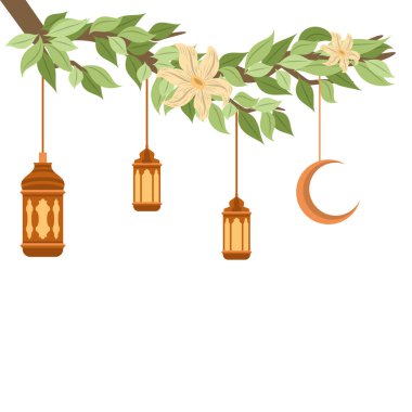 Yaprak Dekorasyonlu İslami Fener Sınırı