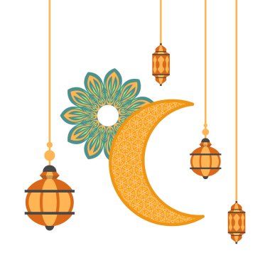 Ay Sınırı Dekorasyonlu İslami Fener