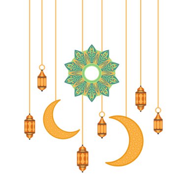 Ay Sınırı Dekorasyonlu İslami Fener
