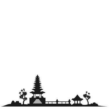 Geleneksel Bali Tapınağı Peyzaj Silueti