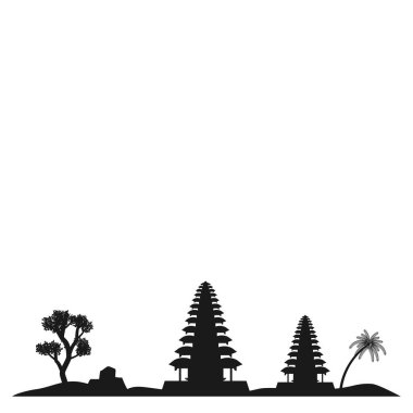 Geleneksel Bali Tapınağı Peyzaj Silueti