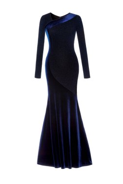 Beyaz arka planda izole uzun gece elbisesi