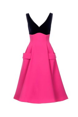 Beyaz arka planda izole edilmiş güzel fuşya klasik elbise.