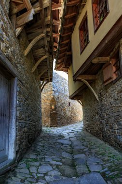 Bulgaristan 'ın Blagoevgrad Bölgesi, Otantik 19. yüzyıl evleriyle Kovaçevitsa köyü