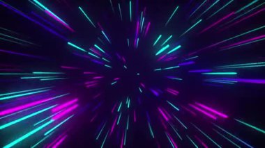 Soyut Yıldız Patlaması Neon Işıkları Arkaplanı Kusursuz Döngü Yakınlaştırma Hareketi.