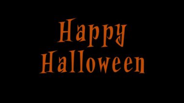 Spooky Burn Orange Mutlu Cadılar Bayramı Metin Animasyonu Kara Arkaplanda Kopyalama Alanı ile izole edildi.