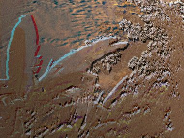 Renkli dinamik dalgaların bulanık arkaplanı olan soyut bir arkaplan. Dalga tasarımı için uygun tasarım