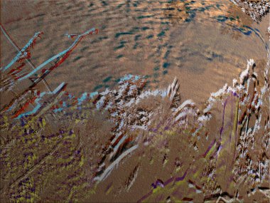 Renkli dinamik dalgaların bulanık arkaplanı olan soyut bir arkaplan. Dalga tasarımı için uygun tasarım