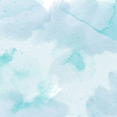 Renkli suluboya boya dokusu, mavi ve turkuaz renklerin soyut arkaplanı