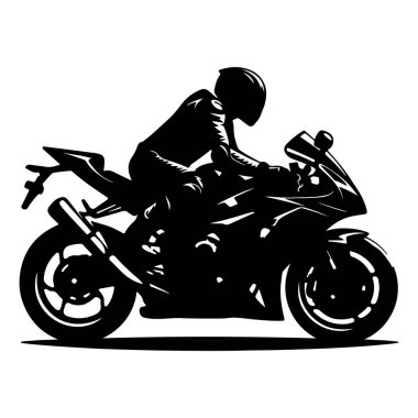 Beyaz arkaplanda motosiklet silueti.