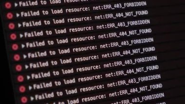 Tarayıcı konsolunun 404 'ü bulunamadı olmak üzere birden fazla ağ hatası ve geliştirme araçlarında 403 adet yasak ileti içeren yakınlaştırılmış görünümü
