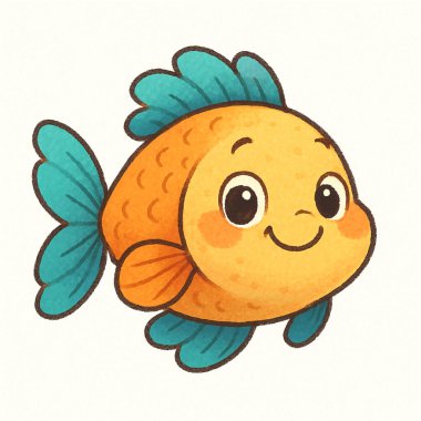 Şirin balık. Vektör çizimi. çizgi film karakteri.