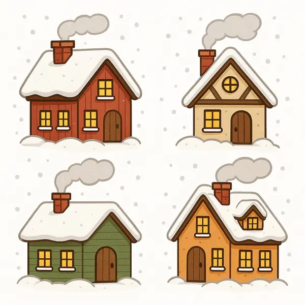 Kışın kardan evler.