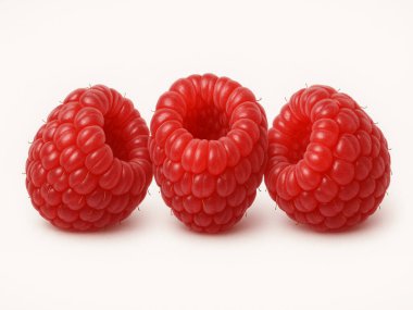 Beyaz arkaplanda taze kırmızı ahududular