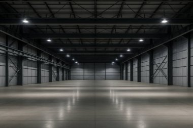 3D beton zeminli boş sanayi garajı