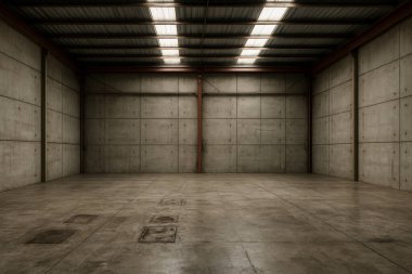 Boş depo içi, 3 boyutlu görüntüleme