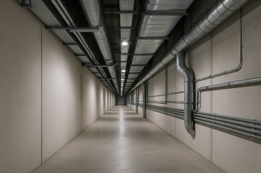 Modern binada yeraltı geçidi olan koridor.