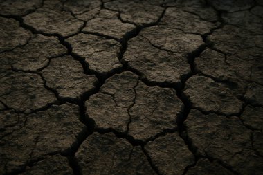 Kuru ve çatlamış toprağın yakın görüntüsü