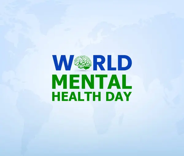 stock vector World Mental Health Day logo typography lettering is on the 10th of October every year.