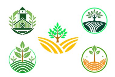 Çevre dostu markalaşma için Yaratıcı ve Profesyonel Tarım Logosu Tasarımı Konseptleri.