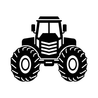 Tarım için Traktör Silueti Vektör İllüstrasyonu.