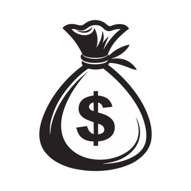 Para Torbası Simge Vektörü İllüstrasyonu.