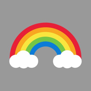 Renkli Gökkuşağı Bulut Vektörü Sanat Tasarımı.