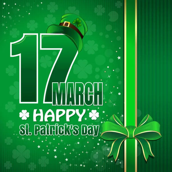 Festive Green Background Patricks Day Ribbon Bow March Happy Patricks — Stock Photo, Image