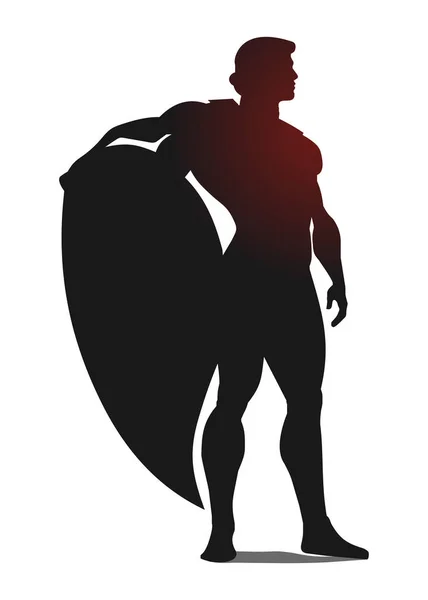 Silhouette Athletic Man Cloak Shield Full Body Silhouette Athlete Vector — Stock Vector