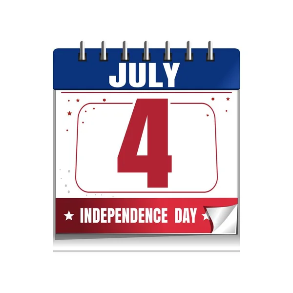 Independence Day calendar. 4 July. Independence Day in the calendar. Red and blue calendar isolated on white background