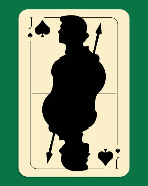 Jack Spades Playing Card Green Background Vector Illustration — Stock Vector