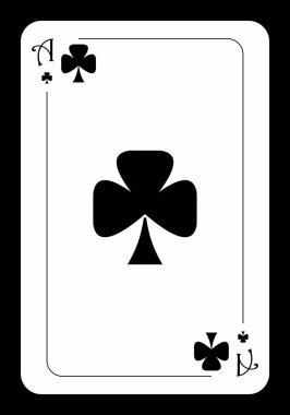 Kulüplerin as 'ı. Siyah arka planda orijinal oyun kartı tasarımı. Vektör illüstrasyonu